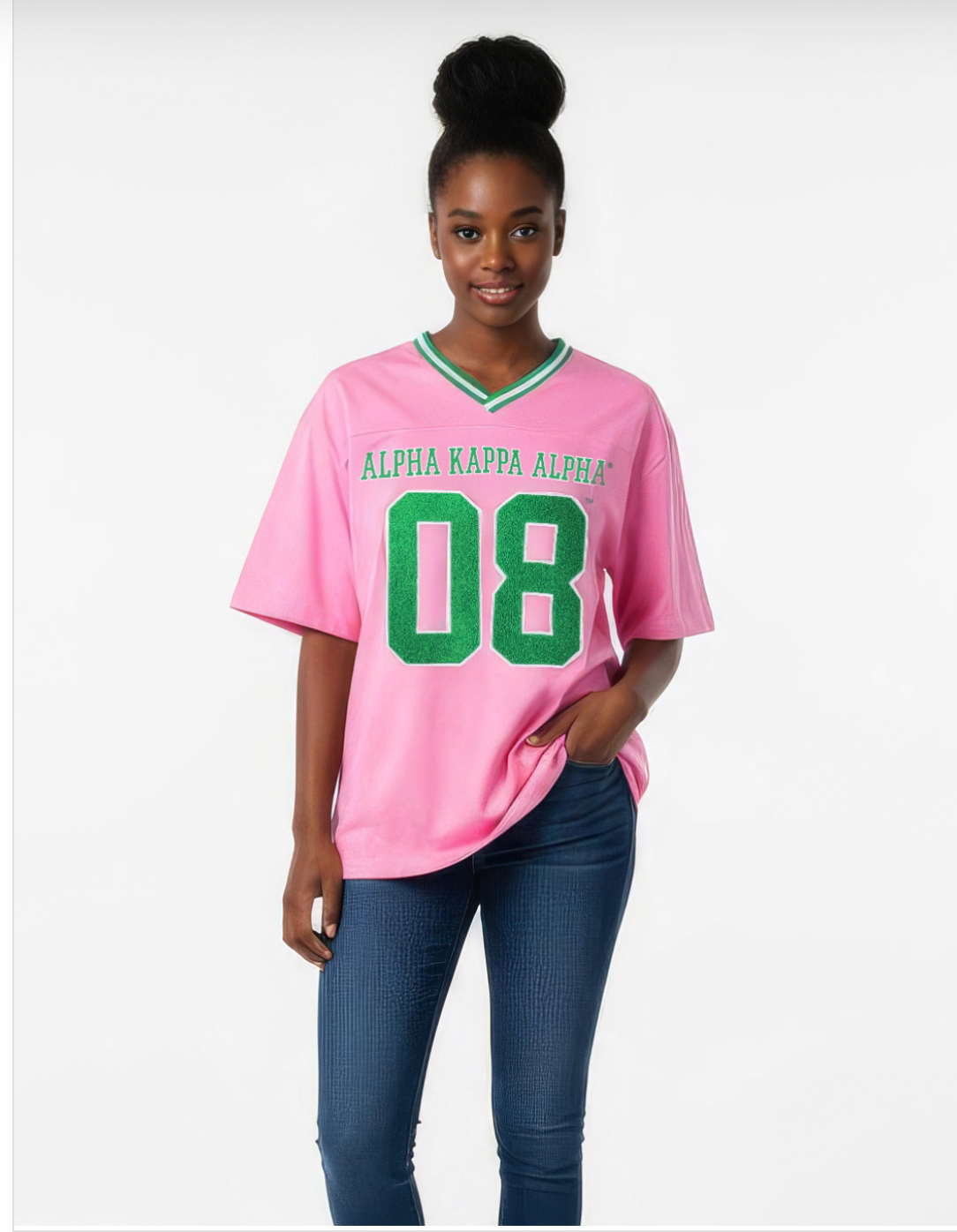 AKA OVERSIZED CHENILLE FOOTBALL JERSEY TEE